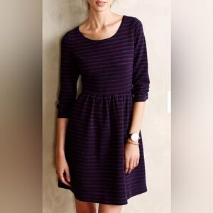Maeve Anthropologie Navy and Red Dress